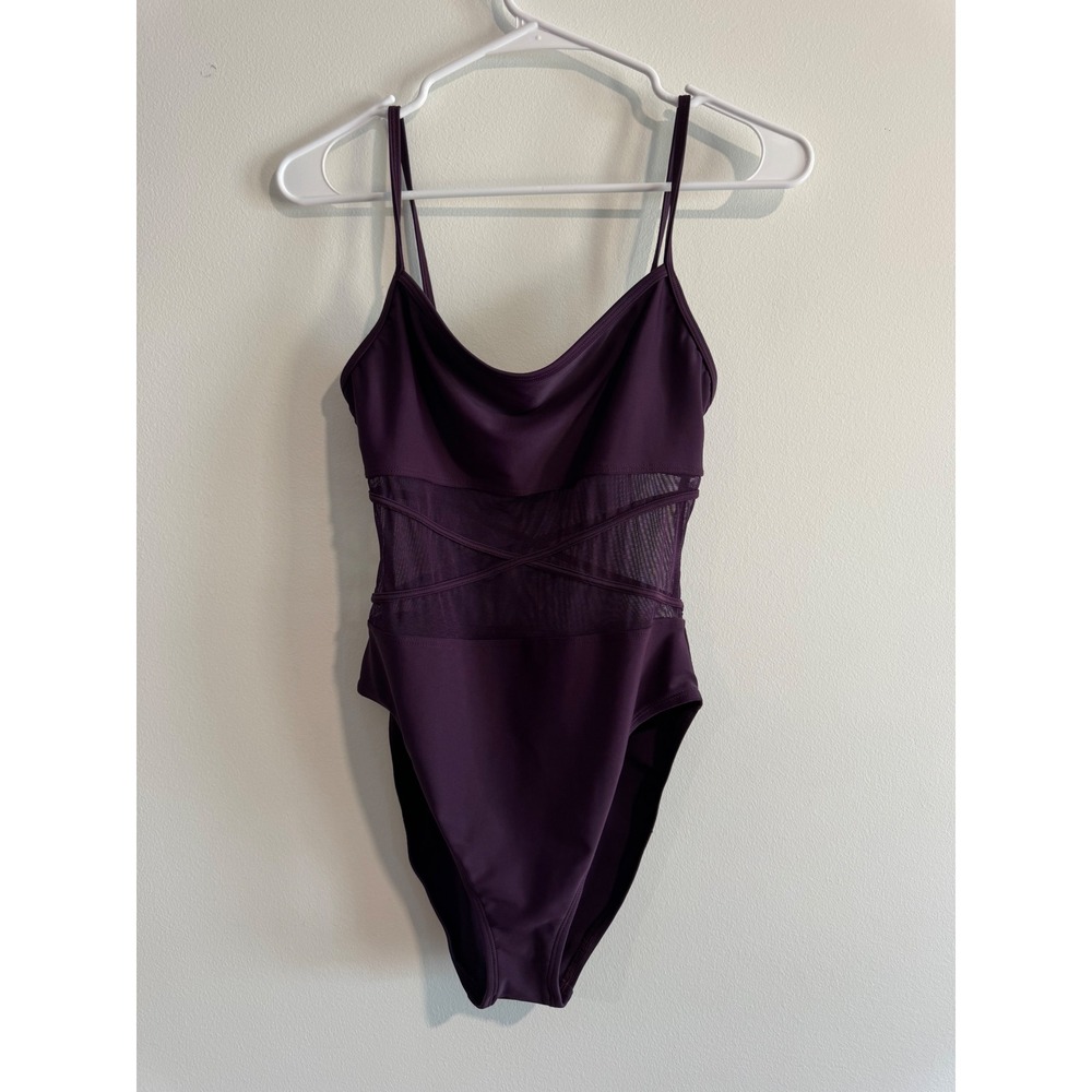 Anne Cole Mesh Panel One Piece Swimsuit Womens S Purple Spaghetti‎ Strap